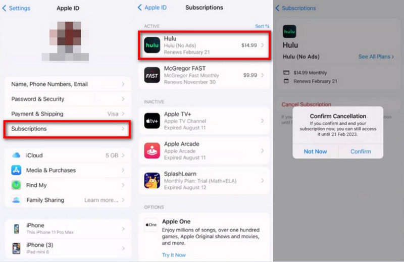 cancel hulu subscription on iphone