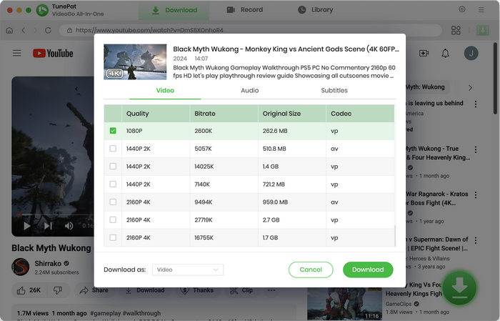 choose advanced settings for youtube video