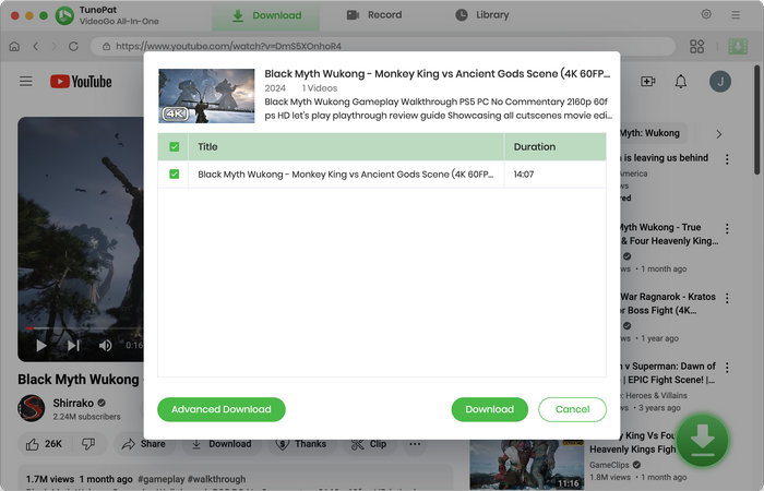 choose youtube video to download