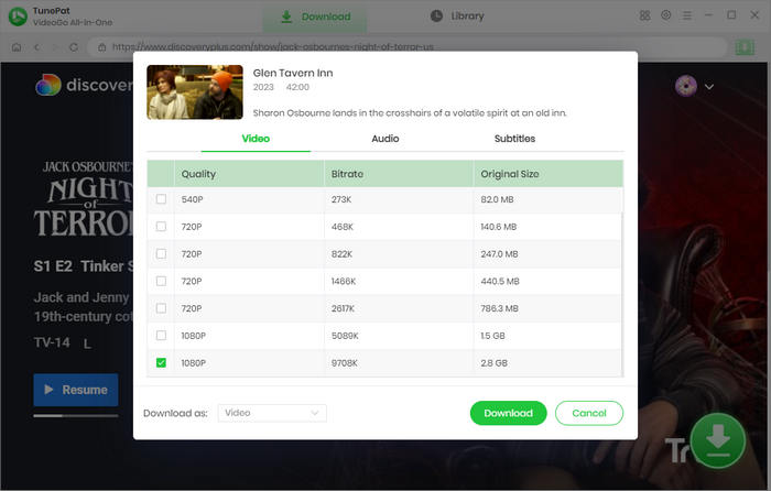 advanced settings for discovery plus video